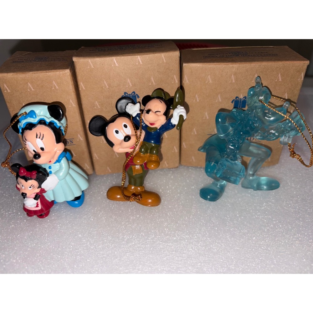 Vintage Disney Avon Mickey's Christmas Carol Resin Ornaments Lot (Set of 3)
